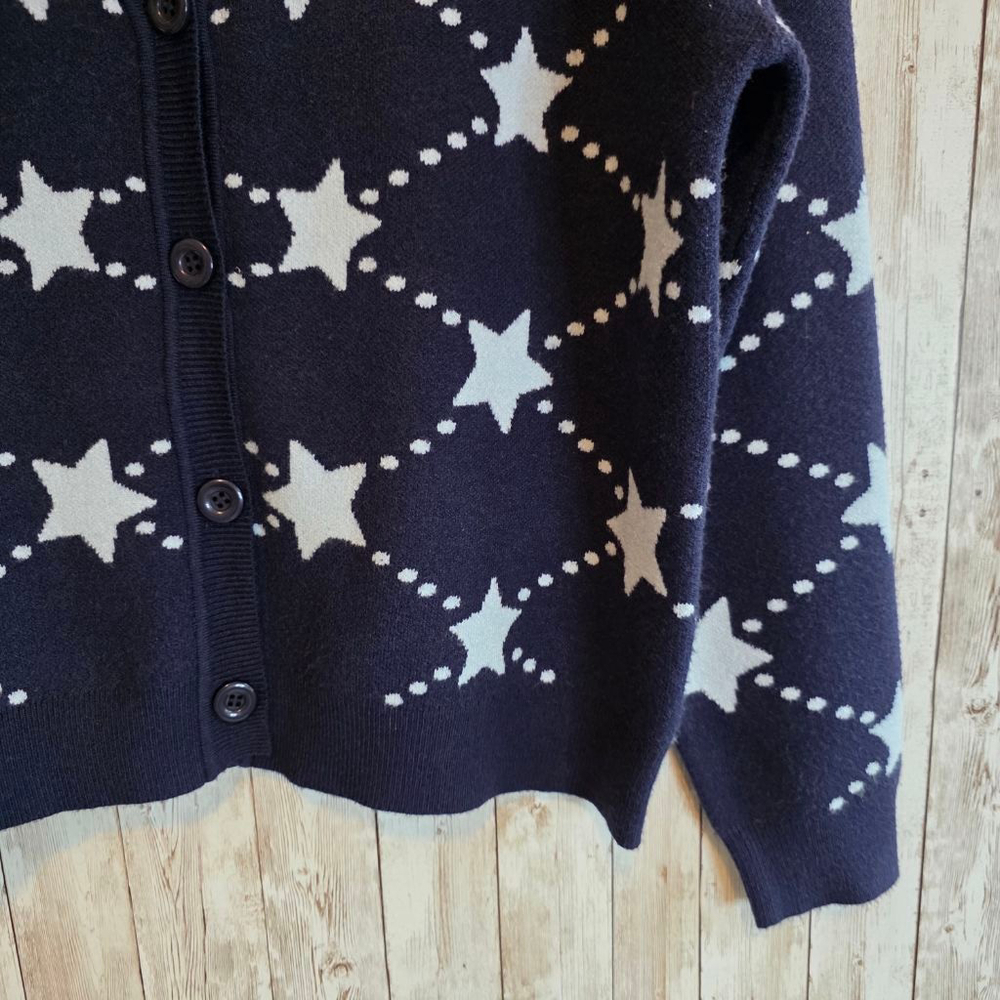 Women's 99 JANE STREET Navy & White Star Cardigan Sweater NWOT - Picture 4 of 8